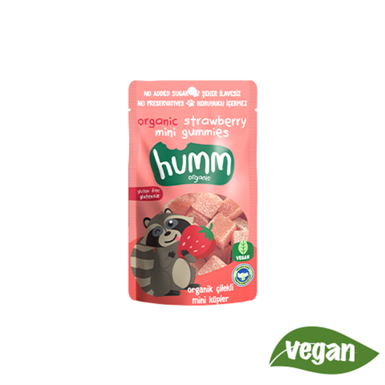 Humm Organik Glutensiz Vegan Çilekli Mini Küpler - 30g